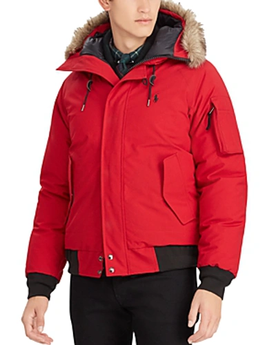Shop Polo Ralph Lauren Faux Furtrimmed Down Jacket In Red