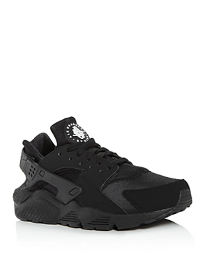 Shop Nike Men's Air Huarache Run Low-top Sneakers In Black/black