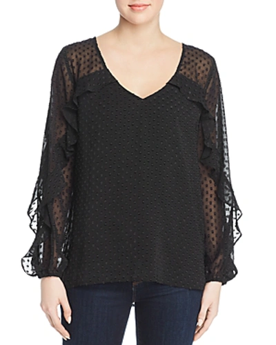 Shop Lyssé Marisa Dotted Ruffle-trim Top In Black