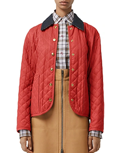 Shop Burberry Heritage Diamond Quilted Jacket In Red