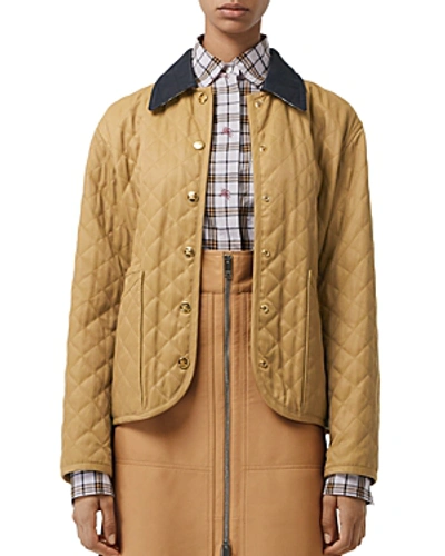 Shop Burberry Heritage Diamond Quilted Jacket In Camel