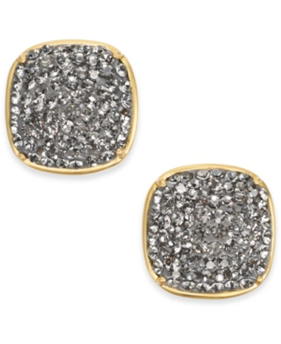 Shop Kate Spade New York Gold-tone Pave Square Stud Earrings In Black Diamond