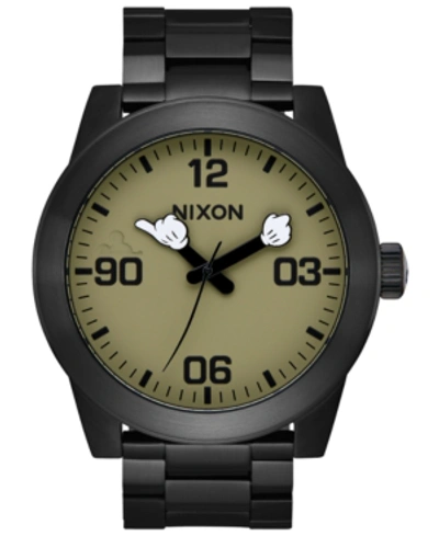 Shop Nixon Men's Corporal Stainless Steel Bracelet Watch 48mm A346 In Black / Surplus / Mickey Arms