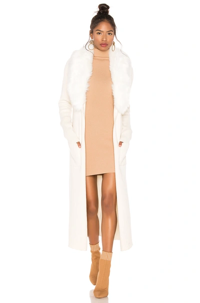Shop Show Me Your Mumu Lombardi Faux Fur Long Cardigan In Snowy White