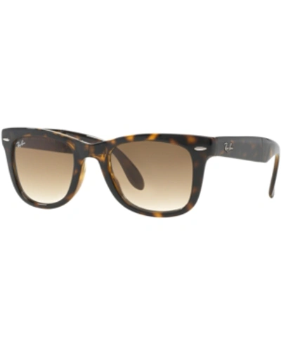 Shop Ray Ban Ray-ban Sunglasses, Rb4105 Folding Wayfarer In Brown/brown