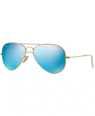 Shop Ray Ban Ray-ban Sunglasses, Rb3025 Aviator Mirror In Gold Matte/blue Mirror