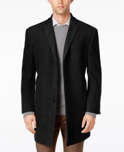 Shop Calvin Klein Men's Prosper Wool-blend Slim Fit Overcoat In Black