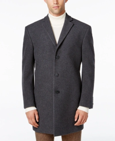 Shop Calvin Klein Men's Prosper Wool-blend Slim Fit Overcoat In Medium Grey