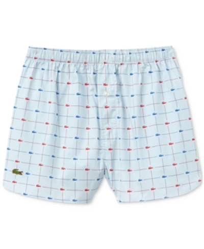 Shop Lacoste Men's Cotton Printed Boxers In Light Blue