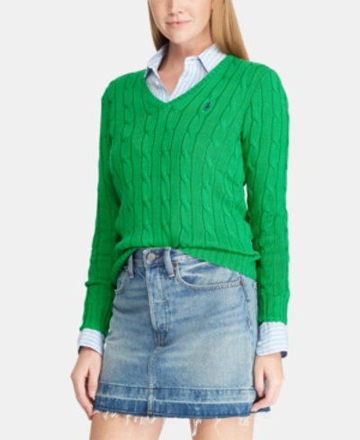 Polo Ralph Lauren V-neck Wool-cashmere Blend Sweater In Green | ModeSens
