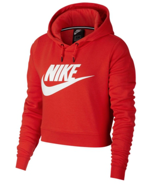 sportswear rally logo cropped fleece hoodie