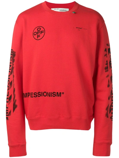 Shop Off-white Diagonal Stencil Sweatshirt - Red