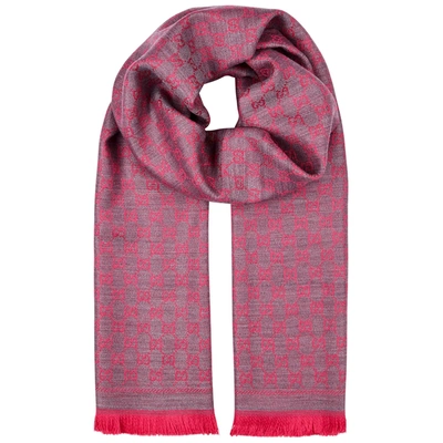 Shop Gucci Gg Jacquard Wool Scarf In Pink