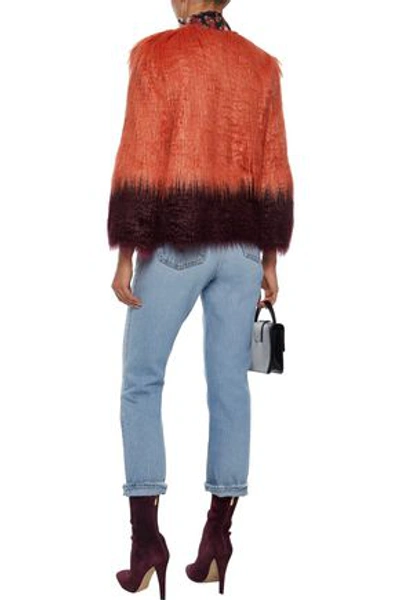 Shop Anna Sui Woman Two-tone Faux Fur Jacket Papaya