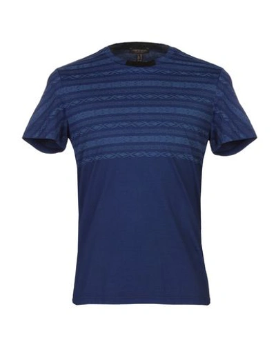Shop Roberto Cavalli Beachwear T-shirts In Dark Blue