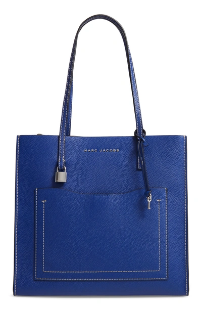 Shop Marc Jacobs The Grind Leather Tote - Blue In Academy Blue