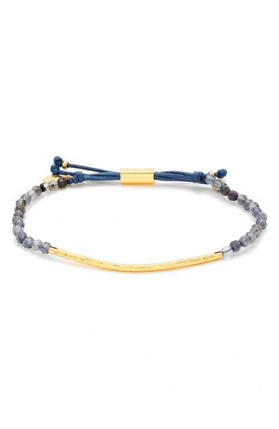 Shop Gorjana Power Gemstone Beaded Bracelet In Iolite/ Gold
