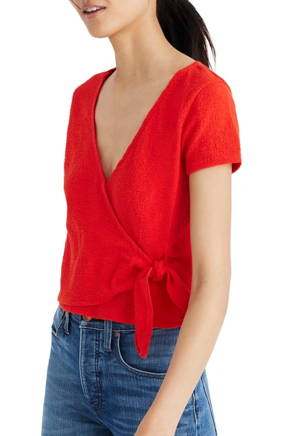 Shop Madewell Texture & Thread Wrap Top In Ripe Persimmon