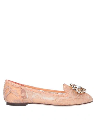 Shop Dolce & Gabbana Loafers In Apricot