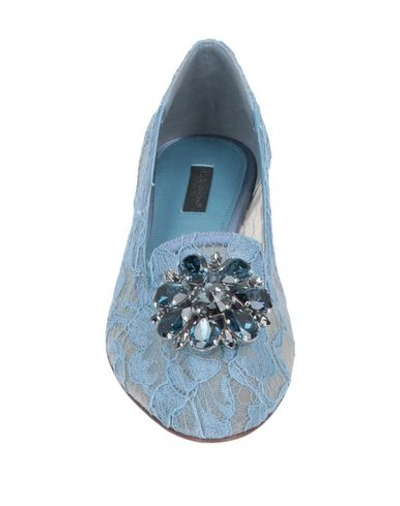 Shop Dolce & Gabbana Woman Loafers Pastel Blue Size 6.5 Textile Fibers