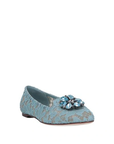 Shop Dolce & Gabbana Woman Loafers Sky Blue Size 9 Textile Fibers