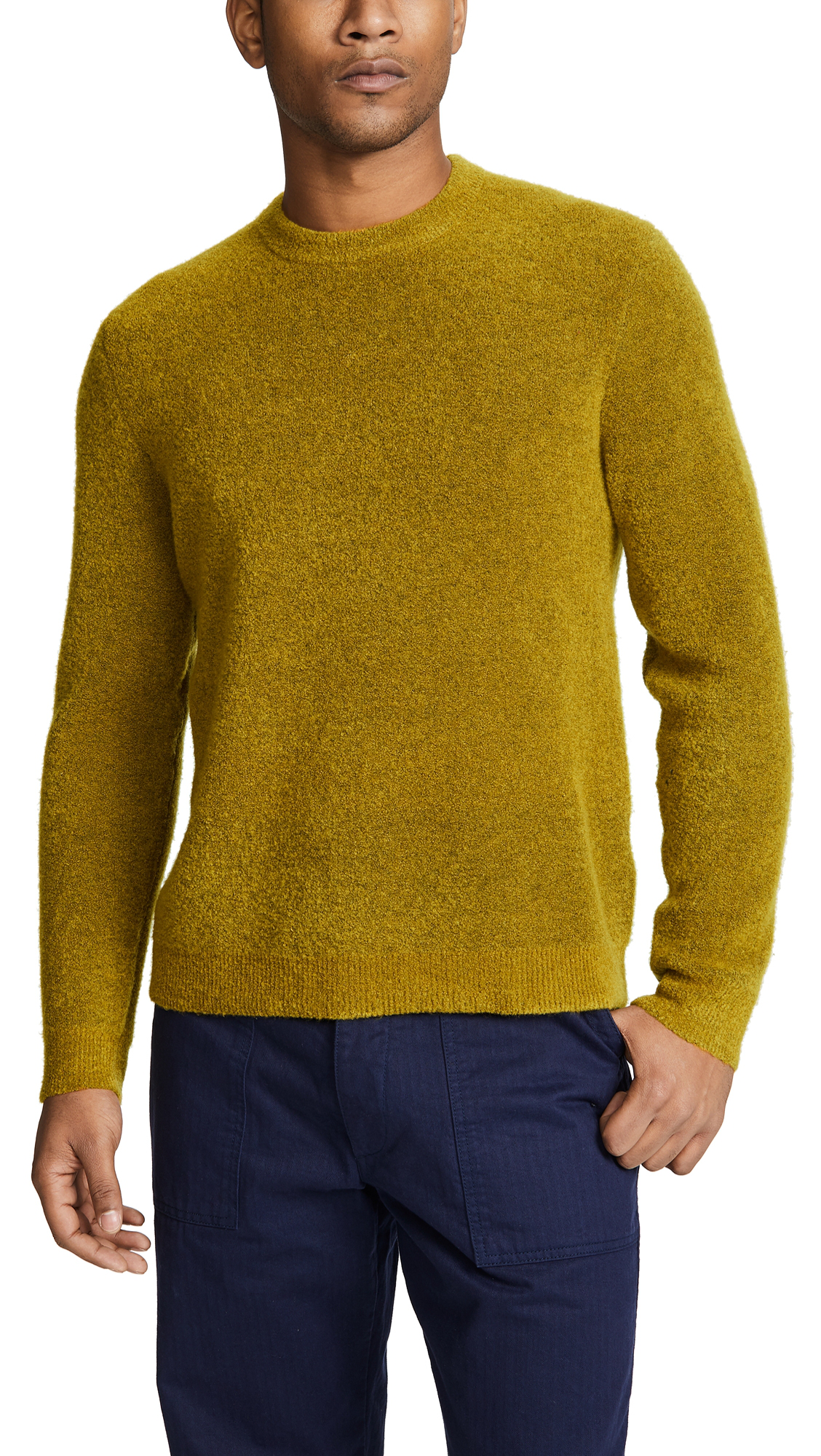 Club Monaco Boucle Crew Neck Sweater In Mustard | ModeSens