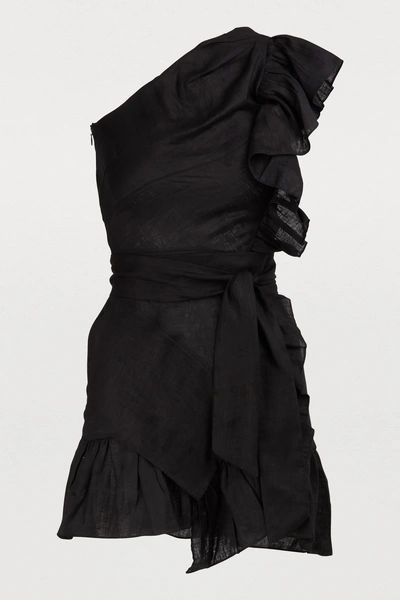 Shop Isabel Marant Étoile Teller Linen Dress In Black