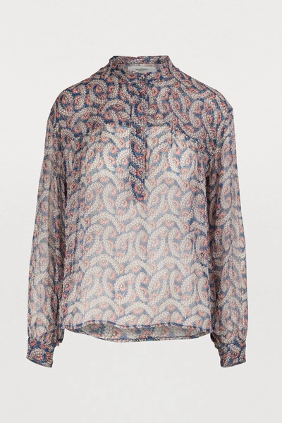 Shop Isabel Marant Étoile Emana Silk Blouse In Blue