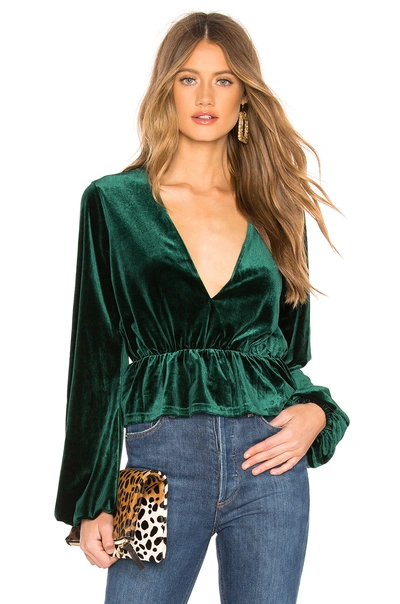 Shop Superdown Casey Velvet Top In Emerald