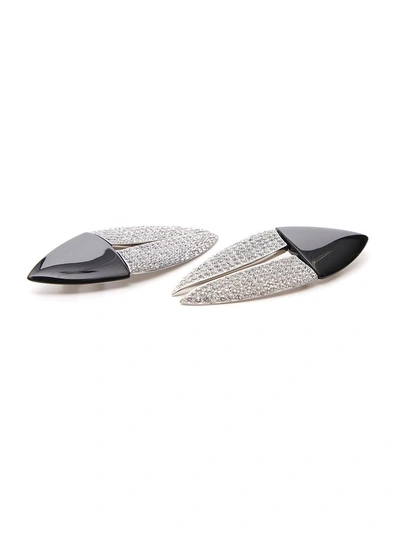 Shop Saint Laurent Clip On Crystal Embellished Earrings In Multi
