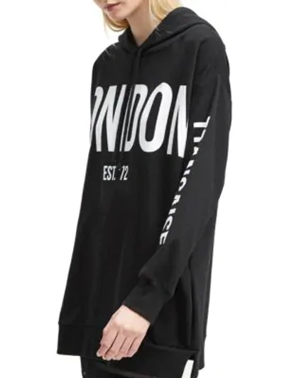 Shop French Connection Graphic Jersey Hooded Sweatshirt In Black Multi