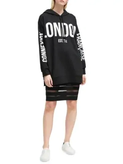 Shop French Connection Graphic Jersey Hooded Sweatshirt In Black Multi
