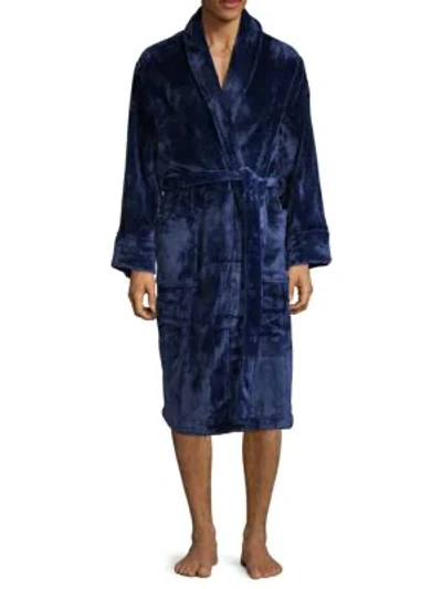 Shop Saks Fifth Avenue Men's Boxed Luxurious Plush Fleece Robe In Navy