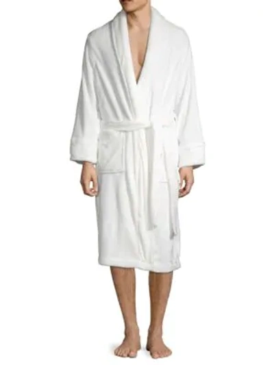 Shop Saks Fifth Avenue Men's Boxed Luxurious Plush Fleece Robe In White