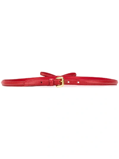 Shop Prada Bow Detail Belt In Red