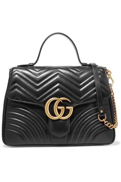 Shop Gucci Gg Marmont Medium Quilted Leather Shoulder Bag In Black