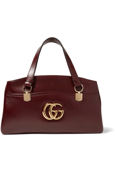 Shop Gucci Arli Leather Shoulder Bag In Burgundy