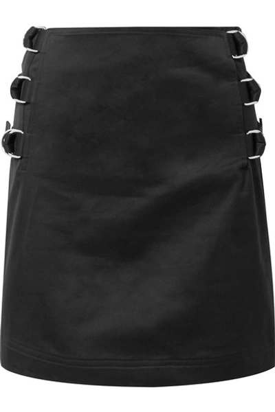 Shop Helmut Lang Silk-twill Trimmed Cotton-twill Mini Skirt In Black