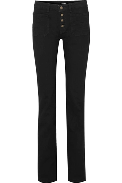 Shop Saint Laurent Mid-rise Flared Jeans In Black