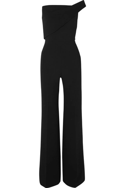 Shop Roland Mouret One-shoulder Wool-crepe Jumpsuit In Black