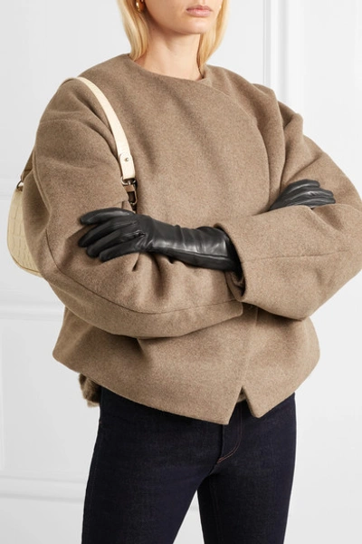 Shop Agnelle Leather Gloves In Black