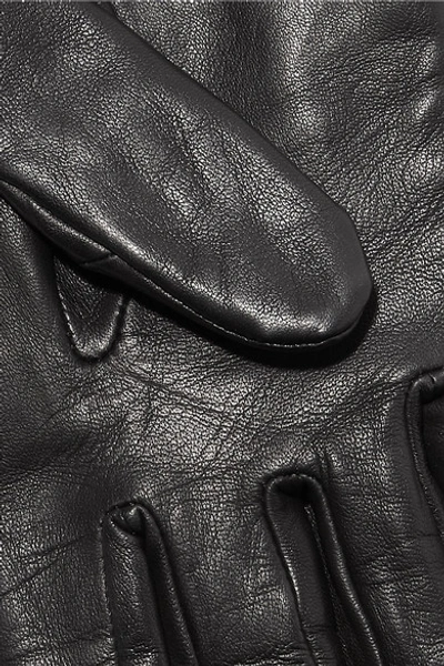 Shop Agnelle Leather Gloves In Black