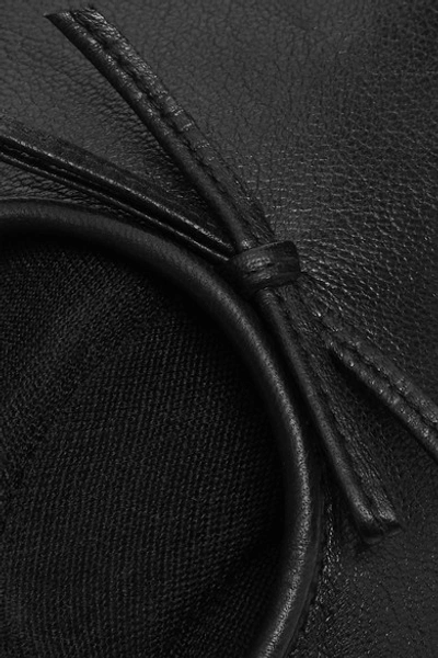 Shop Agnelle Josie Bow-embellished Leather Gloves In Black