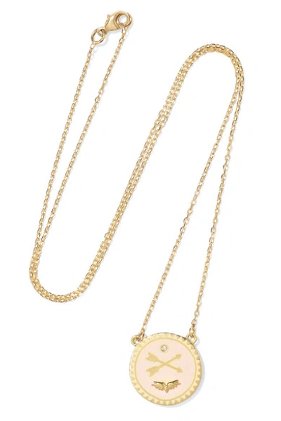 Shop Foundrae Passion Petite 18-karat Gold, Diamond And Enamel Necklace