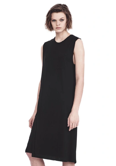 Shop Alexander Wang Classic Overlap Dress With Pocket In Black