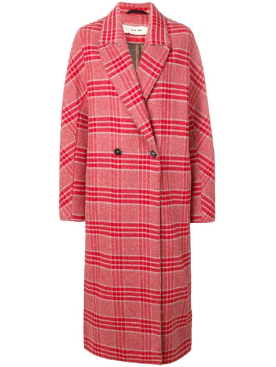 Shop Damir Doma X Lotto Loose-fit Check Coat - Red