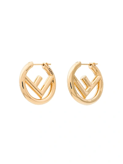 Shop Fendi Metallic F Is  Small Hoop Earrings - Gold