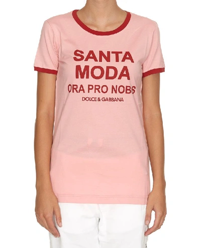 Shop Dolce & Gabbana Santa Moda Printed T In Pink