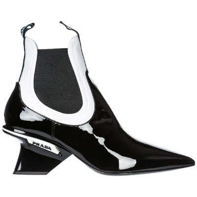 Shop Prada Block Heel Ankle Boots In Black