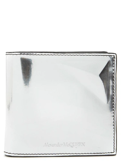 Shop Alexander Mcqueen Mirrored Star Billfold Wallet In Silver